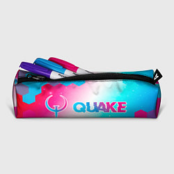 Пенал для ручек Quake neon gradient style: надпись и символ, цвет: 3D-принт — фото 2