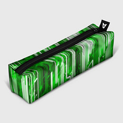 Пенал Киберпанк полосы белый и зелёный