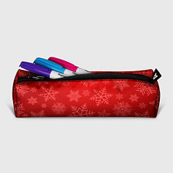 Пенал для ручек Красные снежинки, цвет: 3D-принт — фото 2