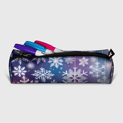 Пенал для ручек Снежинки на фиолетово-синем фоне, цвет: 3D-принт — фото 2
