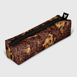 Пенал для ручек Черно-золотая гравюра дракона, цвет: 3D-принт
