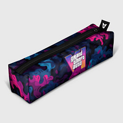 Пенал для ручек Gta лого синий и фиолетовый камуфляж, цвет: 3D-принт