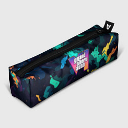 Пенал для ручек GTA 6 logo яркий неоновый камуфляжный стиль, цвет: 3D-принт