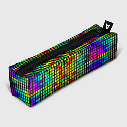 Пенал для ручек Разноцветные квадраты на чёрном фоне, цвет: 3D-принт
