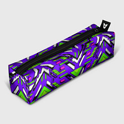 Пенал для ручек Техно броня фиолетово-зелёная, цвет: 3D-принт