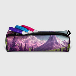 Пенал для ручек Геометрический зеленый пейзаж и фиолетовые горы, цвет: 3D-принт — фото 2