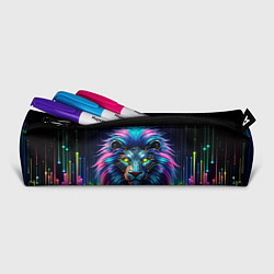 Пенал для ручек Неоновый лев в стиле киберпанк, цвет: 3D-принт — фото 2