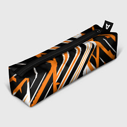Пенал для ручек Чёрно-оранжевые полосы на белом фоне, цвет: 3D-принт
