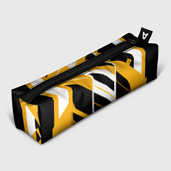 Пенал для ручек Black and yellow stripes on a white background, цвет: 3D-принт