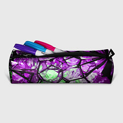 Пенал для ручек Чёрно-зелёная абстракция на фиолетовом фоне, цвет: 3D-принт — фото 2
