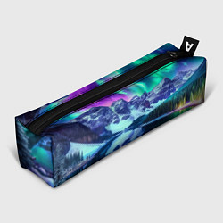 Пенал для ручек Северное сияние над горами - неоновое свечение, цвет: 3D-принт