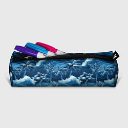 Пенал для ручек Пальмы и волны - голубые оттенки паттерн, цвет: 3D-принт — фото 2