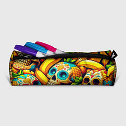Пенал для ручек Colorfull skulls and bananas - pop art pattern, цвет: 3D-принт — фото 2