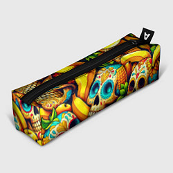 Пенал для ручек Colorfull skulls and bananas - pop art pattern, цвет: 3D-принт