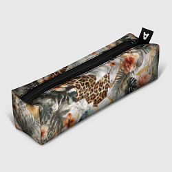 Пенал для ручек Мрамор с цветами и леопардовый узор, цвет: 3D-принт