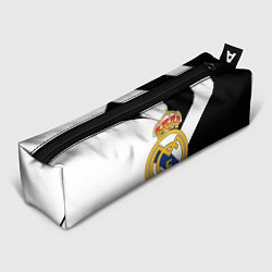 Пенал для ручек Реал Мадрид черно белые полосы, цвет: 3D-принт