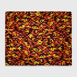 Плед флисовый Камуфляж пиксельный: оранжевый/желтый, цвет: 3D-велсофт