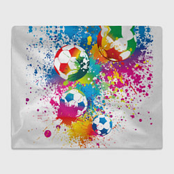 Плед флисовый Футбольные мячи - красочные брызги, цвет: 3D-велсофт