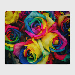 Плед флисовый Разноцветные розы, цвет: 3D-велсофт