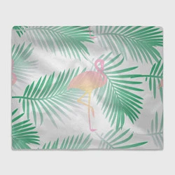 Плед флисовый Фламинго в джунглях, цвет: 3D-велсофт