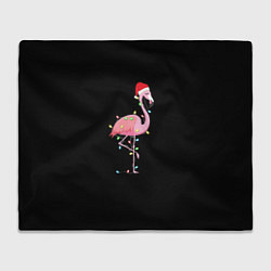 Плед флисовый Новогодний Фламинго, цвет: 3D-велсофт