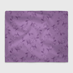 Плед флисовый Листья на фиолетовом фоне, цвет: 3D-велсофт