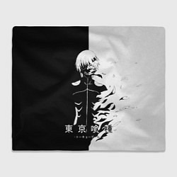 Плед флисовый Токийский гуль черно белый Кен, цвет: 3D-велсофт