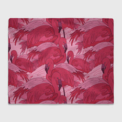 Плед флисовый Розовые фламинго, цвет: 3D-велсофт