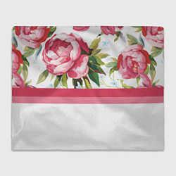 Плед флисовый Нежные Розы, цвет: 3D-велсофт