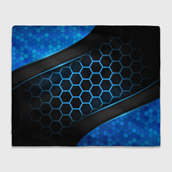 Плед флисовый 3D luxury blue 3Д СОТЫ и плиты, цвет: 3D-велсофт
