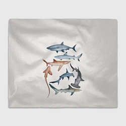 Плед флисовый Акулы, цвет: 3D-велсофт