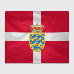 Плед флисовый Дания Герб и флаг Дании, цвет: 3D-велсофт