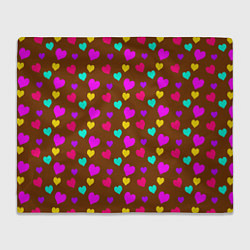 Плед флисовый Сердечки разноцветные, цвет: 3D-велсофт