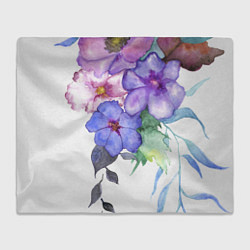 Плед флисовый Акварель цветы, цвет: 3D-велсофт