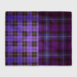 Плед флисовый Purple Checkered, цвет: 3D-велсофт
