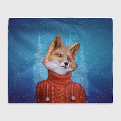 Плед флисовый НОВОГОДНИЙ ЛИС CHRISTMAS FOX, цвет: 3D-велсофт