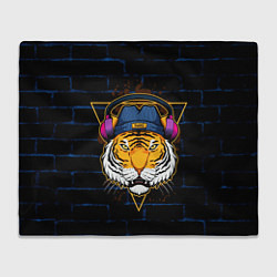 Плед флисовый Тигр в наушниках SWAG, цвет: 3D-велсофт