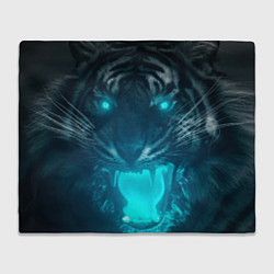 Плед флисовый Неоновый водяной тигр 2022, цвет: 3D-велсофт