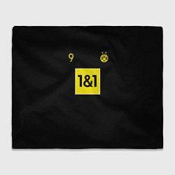 Плед флисовый Haaland 9 - Borussia Dortmund, цвет: 3D-велсофт