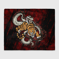 Плед флисовый Тигр со Змеёй 2022, цвет: 3D-велсофт