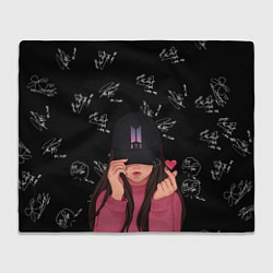 Плед флисовый BTS Autograph, цвет: 3D-велсофт