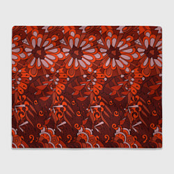Плед флисовый Красные цветы абстракция, цвет: 3D-велсофт