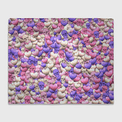 Плед флисовый Сердечки-черепушки, цвет: 3D-велсофт