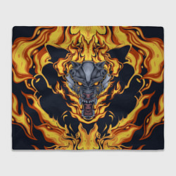 Плед флисовый Маска тигра в огне, цвет: 3D-велсофт