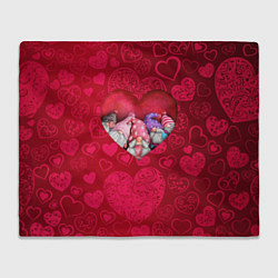 Плед флисовый Гномы в красном сердце, цвет: 3D-велсофт