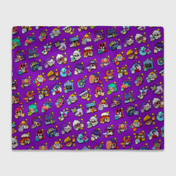 Плед флисовый Особые редкие значки Бравл Пины фиолетовый фон Bra, цвет: 3D-велсофт