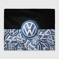 Плед флисовый Volkswagen Большое лого паттерн, цвет: 3D-велсофт