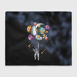 Плед флисовый Космонавт на шарах из планет, цвет: 3D-велсофт