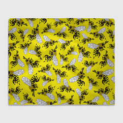 Плед флисовый Пчелы на желтом, цвет: 3D-велсофт