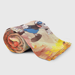 Плед флисовый Осенняя Прогулка Чашек Cuphead, цвет: 3D-велсофт — фото 2